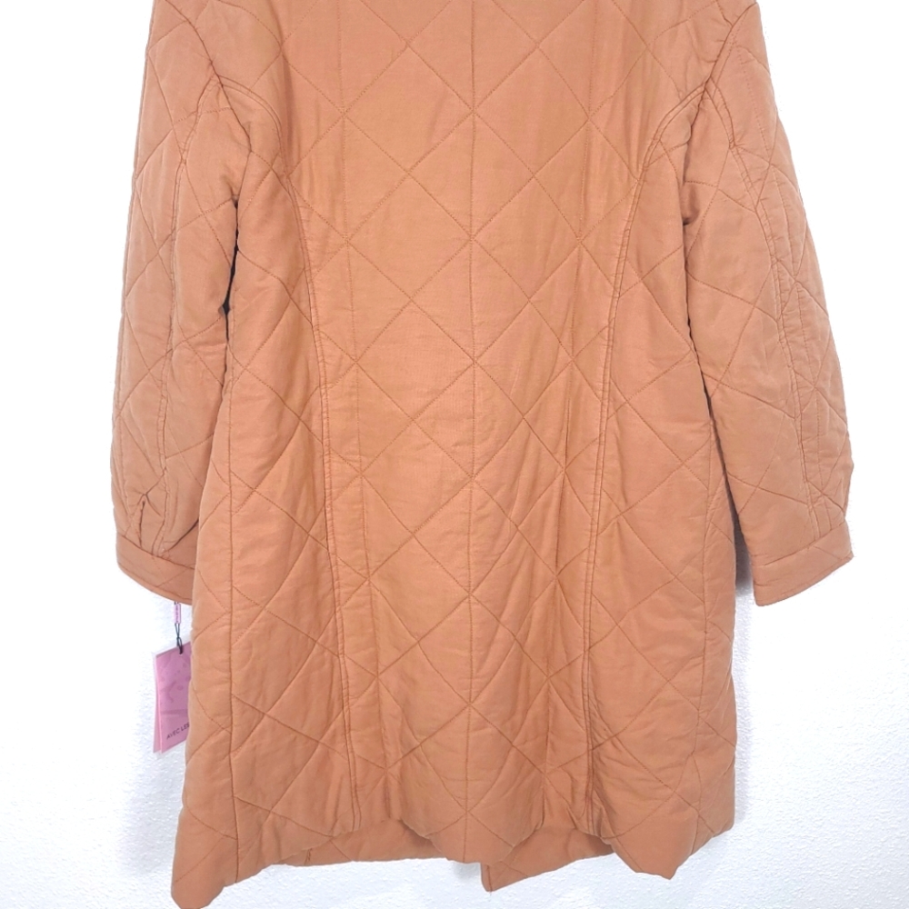 AVEC LES FILLES Quilted Doubled Breasted Cozy Camel Tan Coat Jacket - Picture 14 of 16